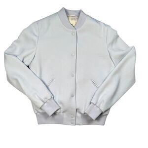 Aritzia Wilfred Poussin Bomber Jacket Womens XS Light Blue Snap Front Short Coat